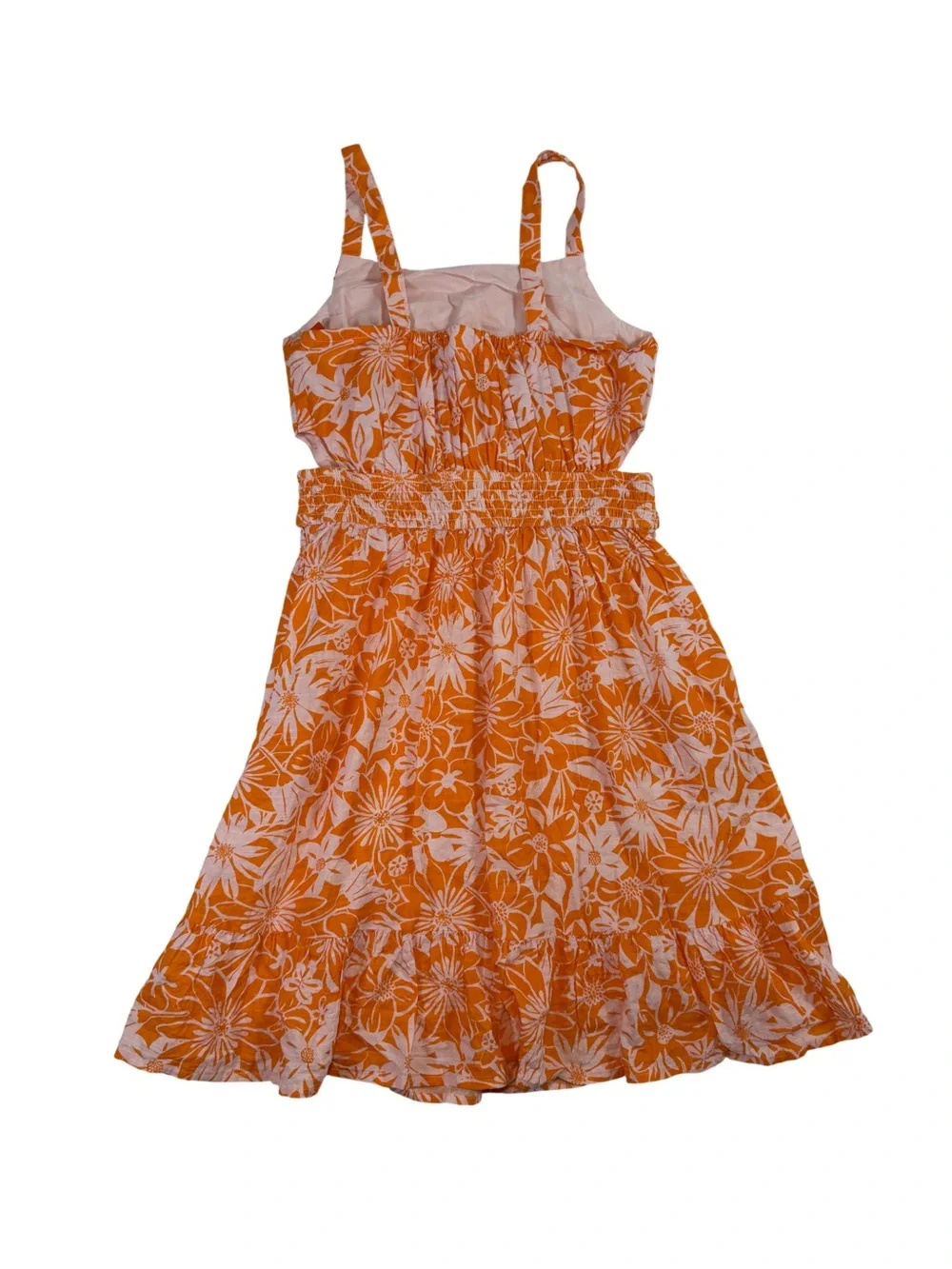Cat & Jack Orange and White Floral Sundress for Girls. Size XL[14]. Sleeveless.